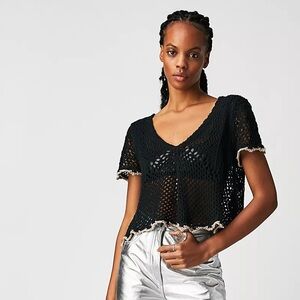 NWOT Free People Pull escape top Black combo Size small